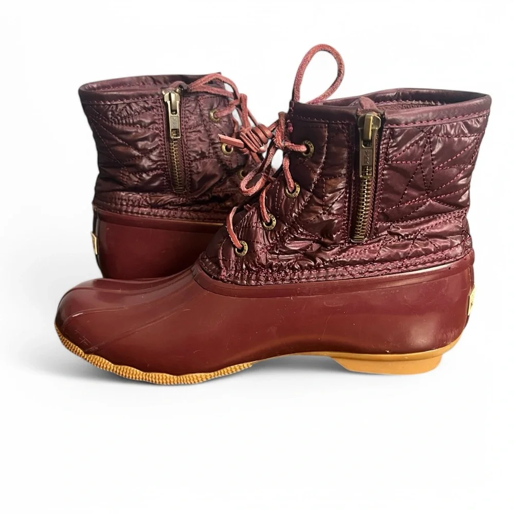 Sperry -‎ Women's Top-Sider Saltwater Duck Boots Quilted Nylon Burgundy - Sz. 8